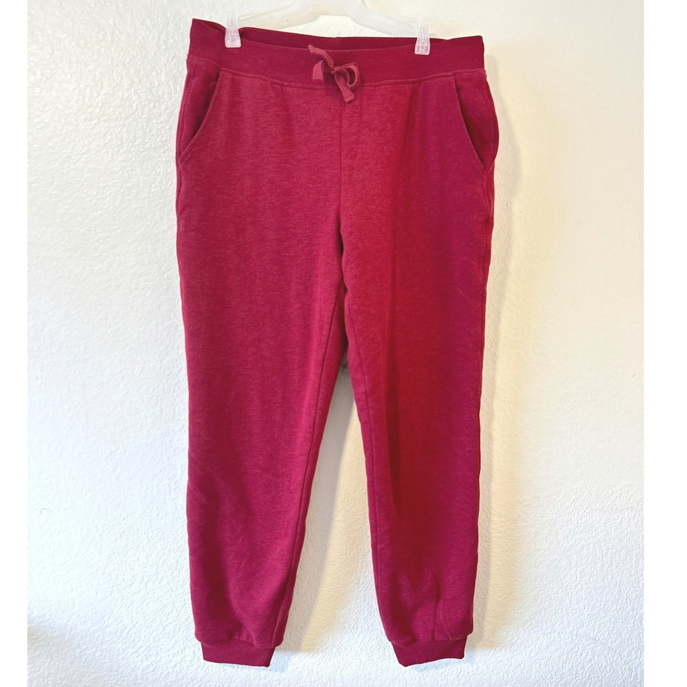 L.L.Bean‎ Cottagecore Cozy Burgundy Sherpa Lined Sweatpants Joggers Fleece SZ M